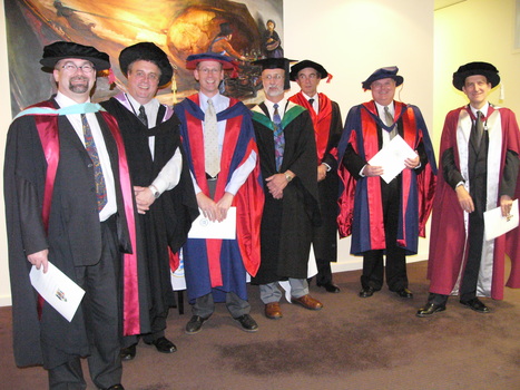 Ian Clark, Gavin Hurst, Brian West, People in Academic Regalia and Jerry Courvisanos 