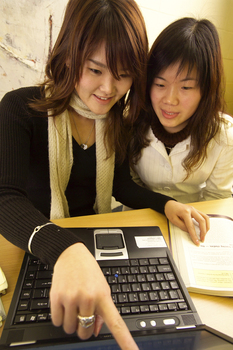 Two students working together