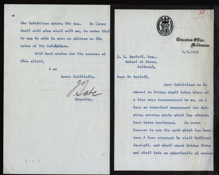 Letter from Frank Tate