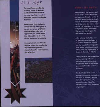 Back of Pamphlet from Eureka Stiockade Centre