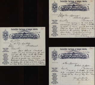 Correspondence from Geo Barker to School of Mines Ballarat