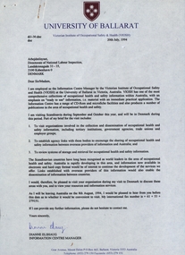 Document - Document - Correspondence, VIOSH: Letters re Visit to Denmark. Requesting visit to Safety Organisations., 1994