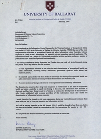 Document - Document - Correspondence, VIOSH: Letters re Visit to Denmark. Requesting visit to Safety Organisations., 1994