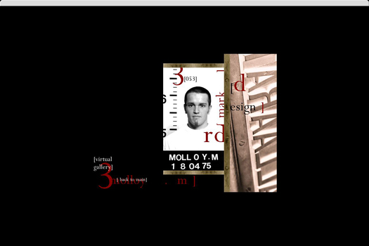 Black and white image of student floating on black background, with overprint text in deep red, white and black.