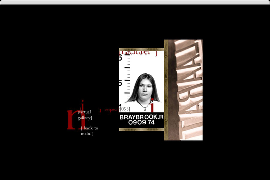 Black and white image of student floating on black background, with overprint text in deep red, white and black.