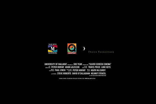 Screen capture of end credits from "Silver Screen Cinema" CD. White text on black background.