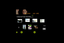 Black background, close-ups of student face overlaid with student name in orange, thumbnails of student works, floating circles, navigational items. Contact details blurred for privacy.