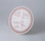Circular coaster printed single colour offset, brown ink, featuring a stylised "coffee stain" and text.