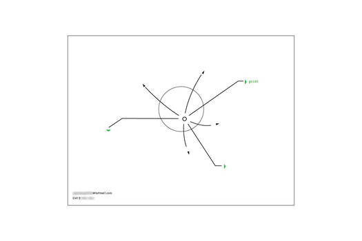 Black line-work vector graphic on white background. Curved and straight lines emanating from central circles and terminating with black and green arrows. Student contact details blurred for privacy.