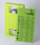 Unlabelled lime green video cassette tape and a single sided sheet listing student names and their associated time code on the video.