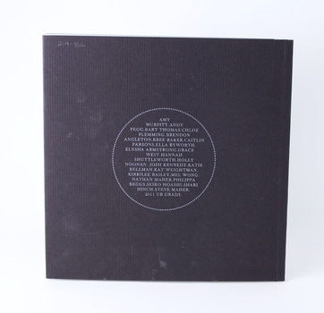 Black textured card back cover with single colour silver print.