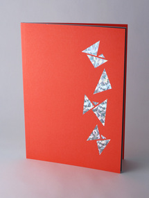 40pp full colour book plus cover 4pp perfect bound cover, bright watermelon-orange card with holographic foil.