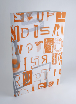 40 page book with 4 page saddle stitched cover (printed orange and silver), uncoated stock.