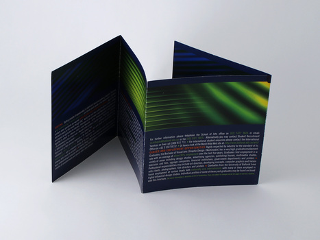 Reverse of 8-page double fold promotional brochure for prospective students.