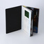 Inside cover black card demonstrating laser-cut alpha-numerals, and full colour printed initial page.