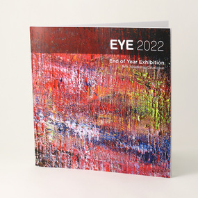 Square format full colour book cover featuring closeup of textured coloured paint, darker panel at top with reverse white text.