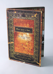 Black, gold and sepia, storybook/fairytale themed booklet cover.