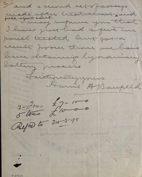Back page of letter