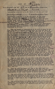 Document, Agreement Between Donald Alexander McNaughton and James Toger Whipp acccording to the Mines Act 1928 Part II