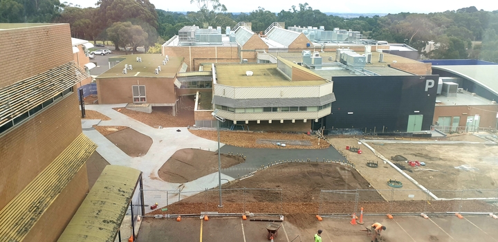 View to the West Overlooking P Building, 2020