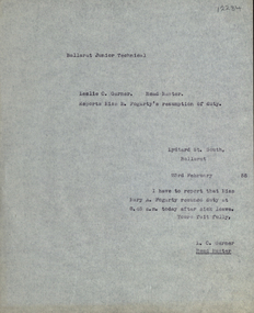 Letter, Letter from Lesley Garner regarding M. Fogarty of the Ballarat School of Mines