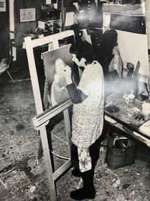 Photograph, Gippsland Centre for Art and Design Student Painting at an Eisel