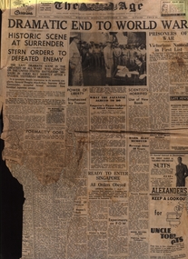 Newspaper, The Age: Dramatic End to World War, 1945, 03/09/1945