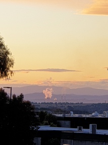 Photograph, Clare Gervasoni, A Hazelwood Power Station from the Visual Arts Building of Federation University Gippsland Campus, 2021, 12/07/2021
