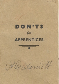 Booklet, Don'ts for Apprentices