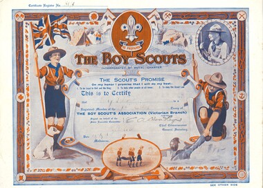 Certificate, Boy Scouts Certificate, 1928, 1928