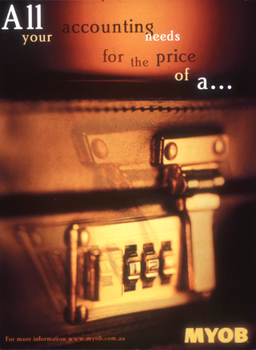 Poster featuring close-up of briefcase lock