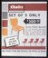 Red, orange and black press ad featuring illustrations of plastic stackable chairs and text