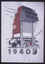 Two colour illustration (red and greys) of a coal tower, coal truck and text reading "Coal tower 1940"