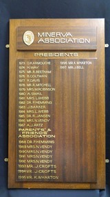 Honour board, Minerva Association Presidents