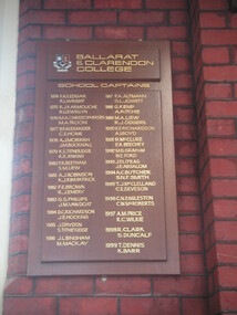 Honour board, Ballarat and Clarendon College School Captains