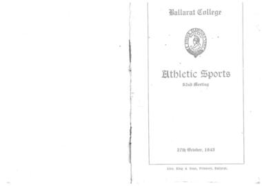 Program, Ballarat College Athletic Sports 62nd meeting