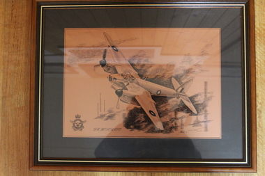 Photograph Copper Etching of R.A.A.F. Mosquito, R.A.A.F. Mosquito Copper Etching, circ 1990