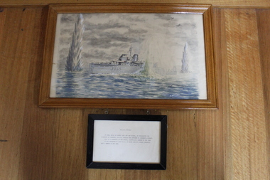 Painting of H.M.A.S. Whyalla off New guinea, 1944