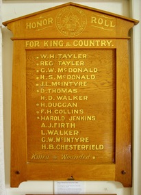 Honor Board, F.K.Cox & Co.Art Cabinet Manufactures,Newport,Melbourne, Sons of Temperance Honor Roll Lara, Circa1920