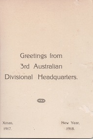 Greeting card, Greetings from 3rd Divisional Hesdquarters