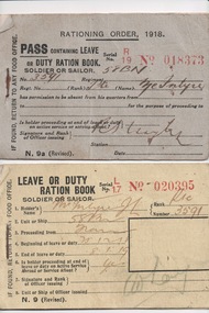 Booklets, Waterlow Bros & Layton, Ltd, Leave or duty ration books, Circa 1915
