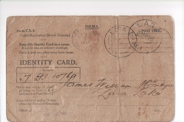 Identity Card, WW2 Identity Card, 1942