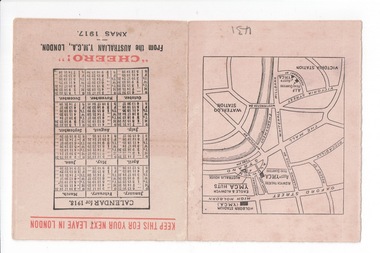 Calendar, Keep This For Your Next Leave In London Calendar for 1918, 1917