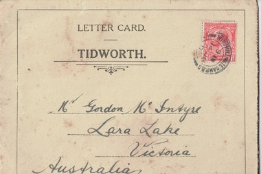 Letter Card, Photochrom Company, Mr Gordon McIntyre dated 13 Jun 1917