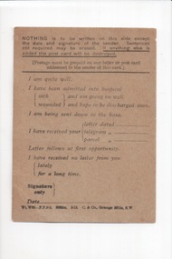 Post Card, Field Service Post Card