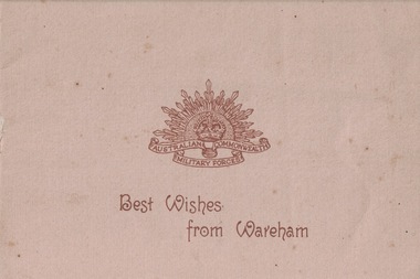 Greeting card, Best Wishes from Wareham, Circa 1900