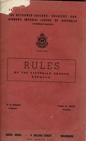 Booklet, Rules RSSAILA Handbook, 15 /3/1953