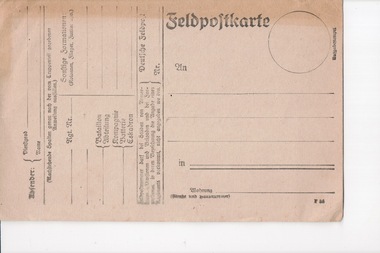 Memento, German Field Service Card x 2, World War 1