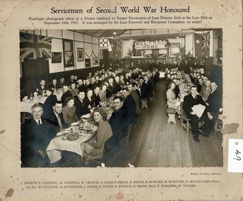 Photograph, Dinner for 2nd World War veterans - Lara District - September 10th 1947, SEPTEMBER 1947