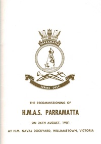 Booklet, HMAS Parramatta Recommissing of, 1981